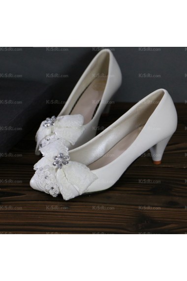 Lace Bridal Wedding Shoes with Bowknot Rhinestone