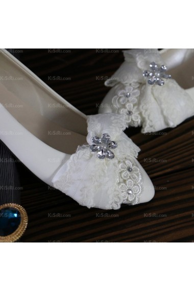 Lace Bridal Wedding Shoes with Bowknot Rhinestone