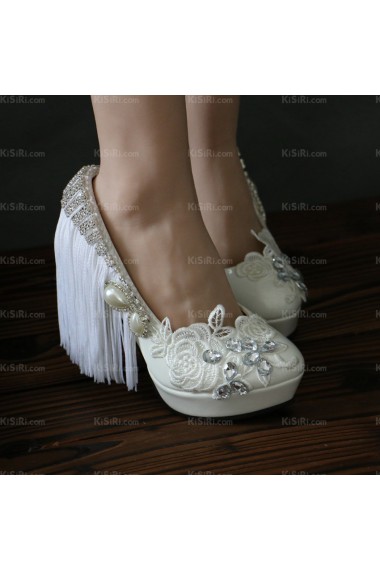 Lace Bridal Wedding Shoes with Rhinestone and Tassel for Sale 