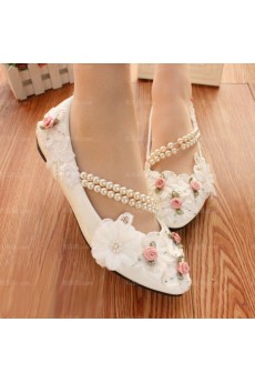 Elegant Lace Bridal Wedding Shoes with Pearl