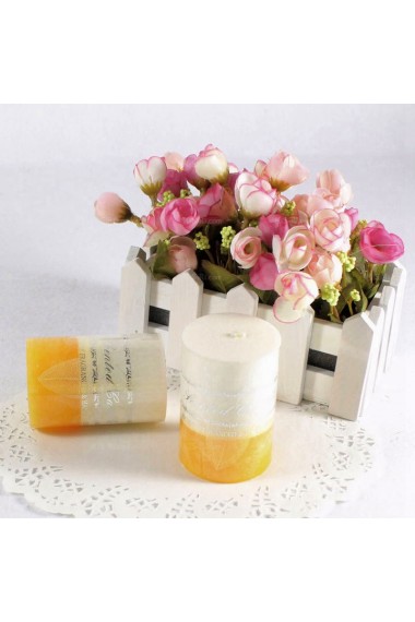 Discount White Yellow Cylindrical Candle