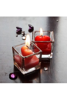 Square Glass Cup Standing Heart-shaped Candle 