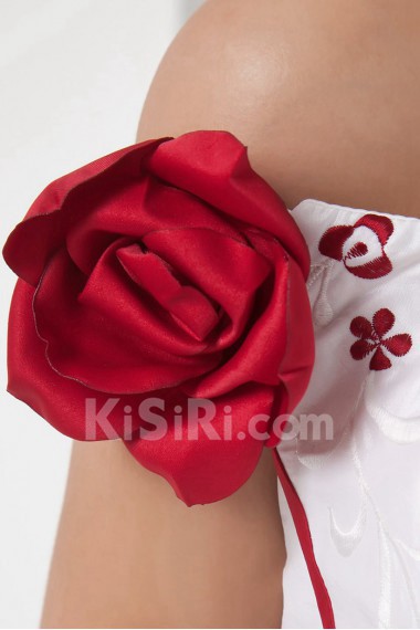 Satin Strapless Ball Gown with Hand-made Flowers