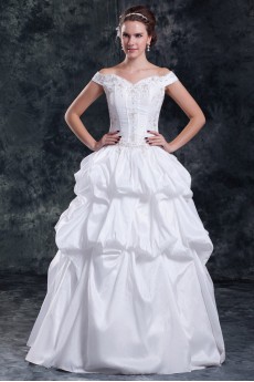 Taffeta Off-the-Shoulder Ball Gown