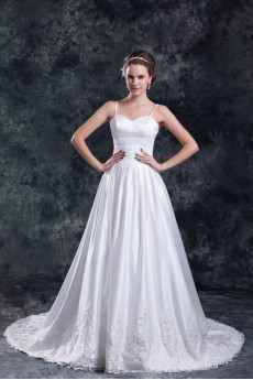 Taffeta A Line Gown with Embroidered Bodice