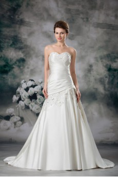 Satin Sweetheart A Line Gown with Embroidery