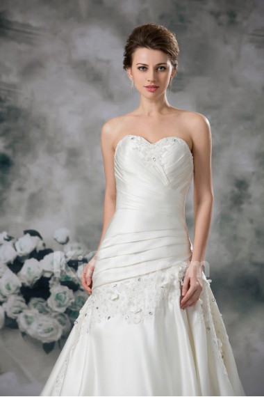 Satin Sweetheart A Line Gown with Embroidery