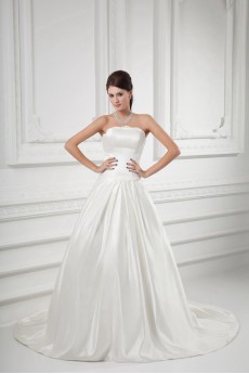 Satin Strapless A Line Gown