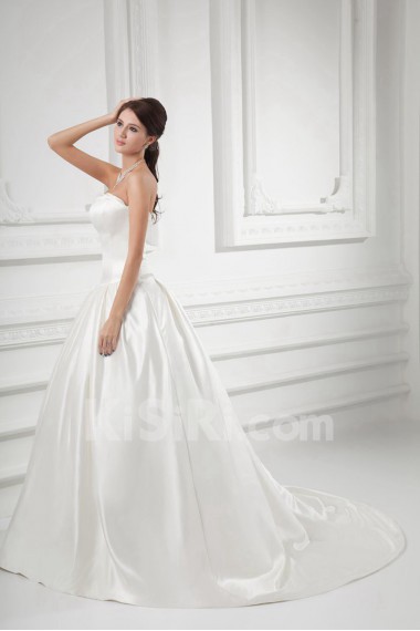 Satin Strapless A Line Gown