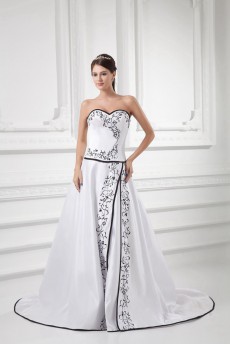 Satin Sweetheart A Line Gown with Embroidery