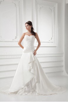 Satin Sweetheart A Line Gown with Embroidery