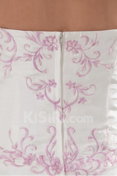 Taffeta Halter A Line Gown with Embroidery
