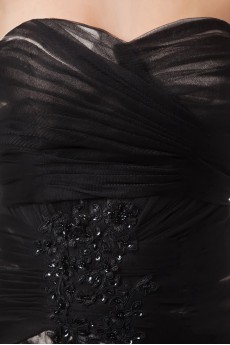 Net and Satin Sweetheart A Line Gown with Embroidery