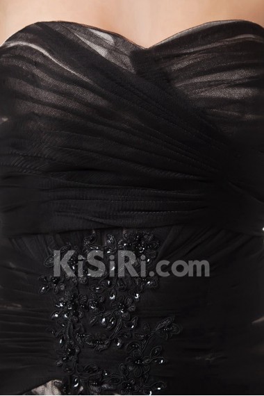 Net and Satin Sweetheart A Line Gown with Embroidery