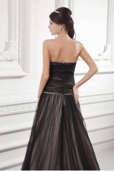 Net and Satin Sweetheart A Line Gown with Embroidery