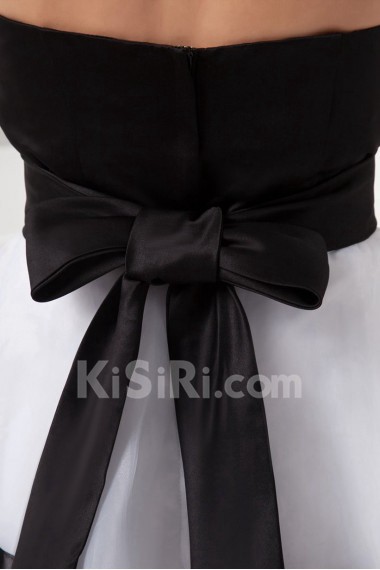 Organza Strapless Short Gown with Hand-made Flower