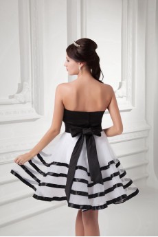 Organza Strapless Short Gown with Hand-made Flower