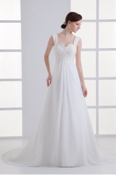 Chiffon A Line Gown with Embroidery