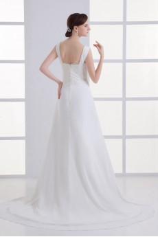Chiffon A Line Gown with Embroidery