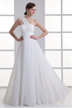 Chiffon One Shoulder A Line Gown with Sash