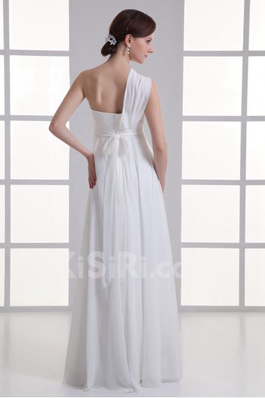 Chiffon One Shoulder A Line Gown with Sash