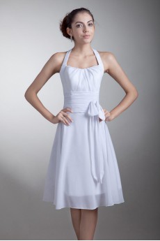 Chiffon Halter Short Gown with Sash