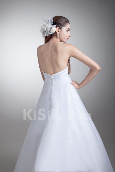 Organza and Satin Strapless A Line Gown