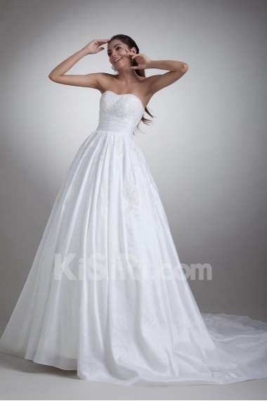 Taffeta Scoop A Line Gown with Embroidery
