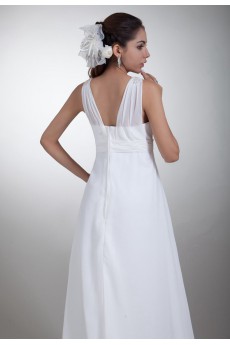 Chiffon Straps A Line Gown with Embroidery
