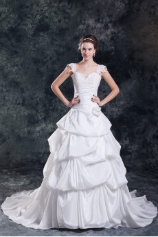 Taffeta A Line Gown with Embroidery