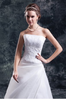 Organza Scoop A Line Gown with Embroidery