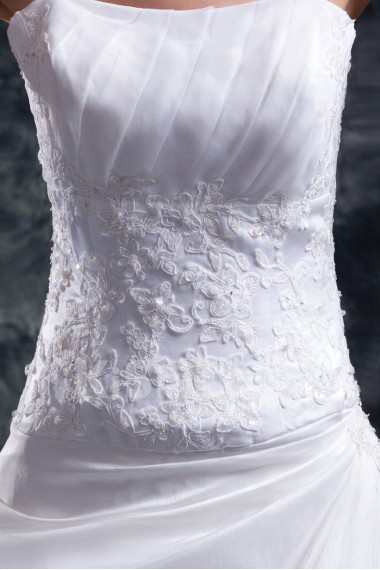 Organza Scoop A Line Gown with Embroidery