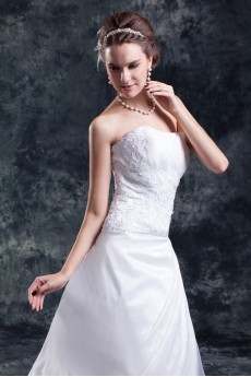 Organza Scoop A Line Gown with Embroidery
