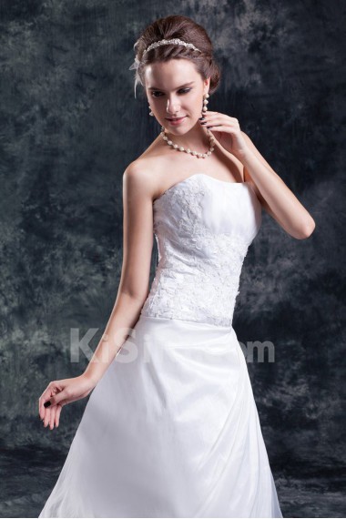 Organza Scoop A Line Gown with Embroidery