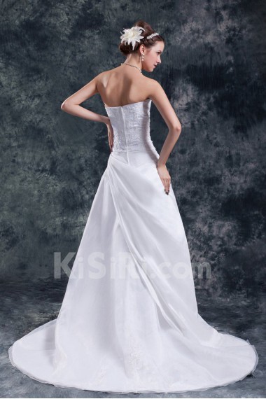 Organza Scoop A Line Gown with Embroidery