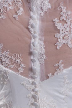 Lace V-Neck A Line Half-Sleeves Gown