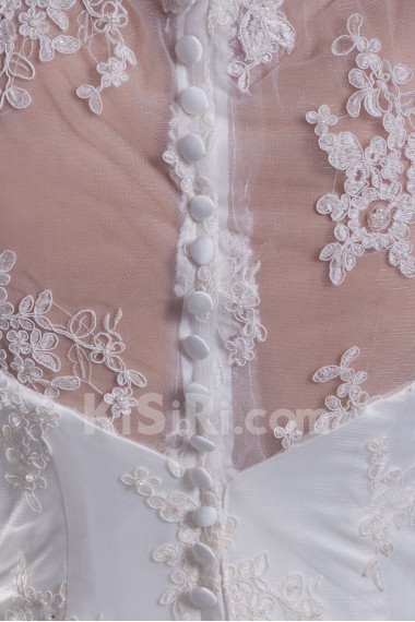 Lace V-Neck A Line Half-Sleeves Gown
