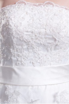 Net Strapless A Line Gown with Embroidery