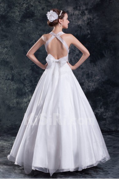 Organza Halter A Line Gown with Embroidery