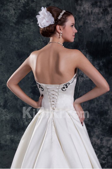 Satin Sweetheart A Line Gown with Embroidery
