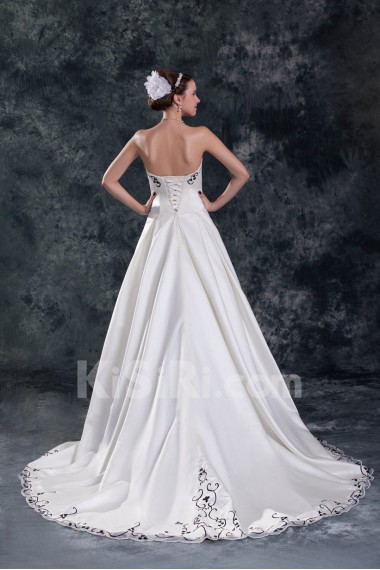 Satin Sweetheart A Line Gown with Embroidery