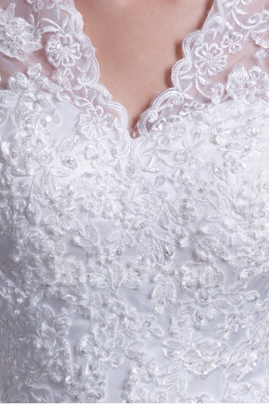 Satin Sweetheart A Line Gown with Embroidery