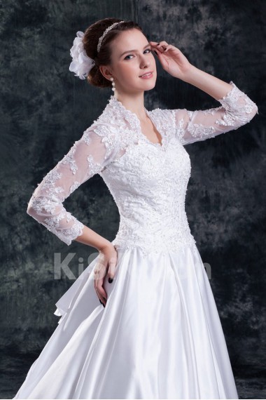 Satin Sweetheart A Line Gown with Embroidery
