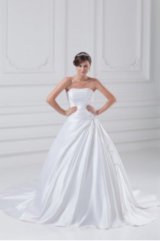 Satin Strapless A Line Gown