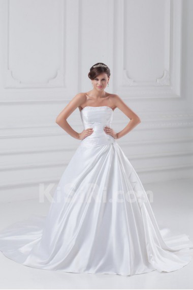 Satin Strapless A Line Gown
