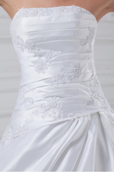 Satin Strapless A Line Gown