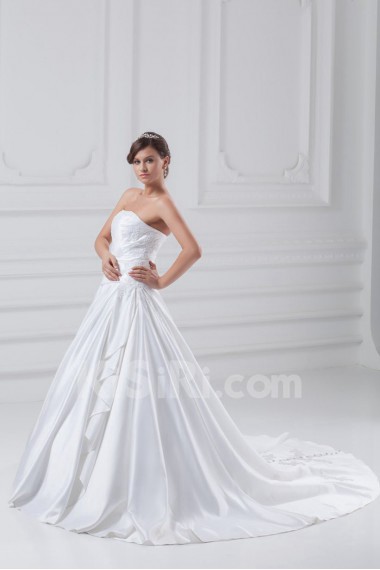 Satin Strapless A Line Gown