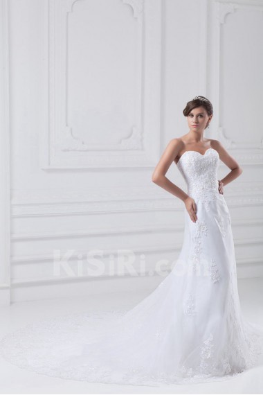 Net Sweetheart A Line Gown with Embroidery