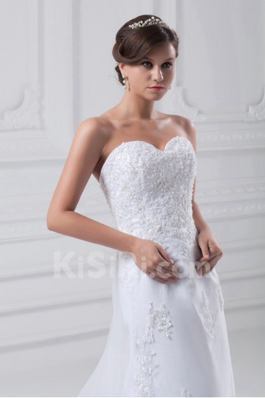 Net Sweetheart A Line Gown with Embroidery