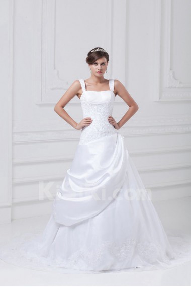 Satin Sweetheart A Line Gown with Embroidery